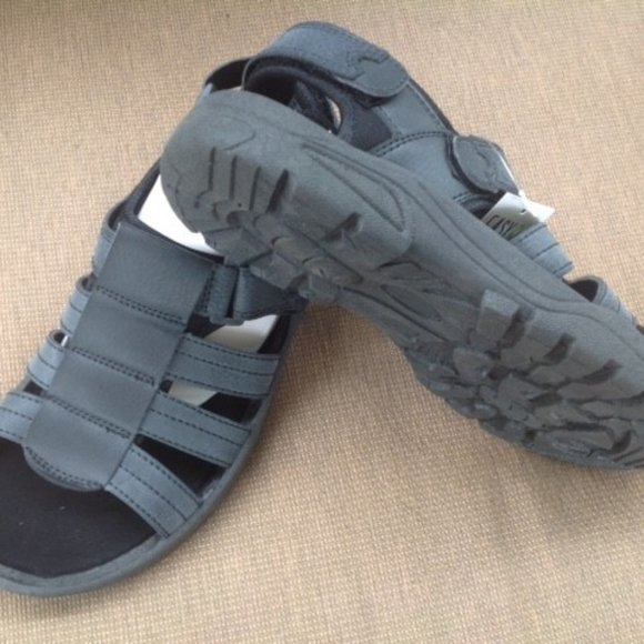 CLOSE OUT! Mens BLACK SANDALS Easy USA - Picture 3 of 8